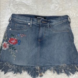 Floral jean skirt